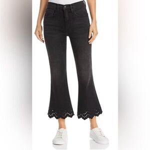 FRAME LACEY CROP FLARE JEANS Eyelet • Black | Size 28